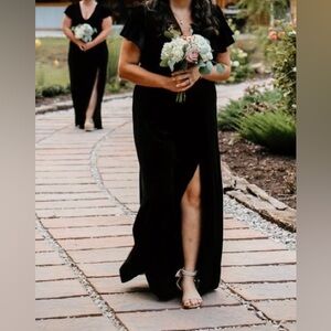 Birdy grey black velvet Hannah bridesmaid dress size XL